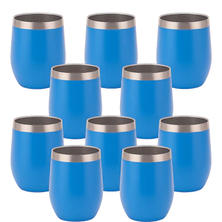 Kit 10 Copos Inox 70ml Coloridos Parede Dupla Portátil Térmico Café Bebidas Vinho Água Gelada - Cores Variadas