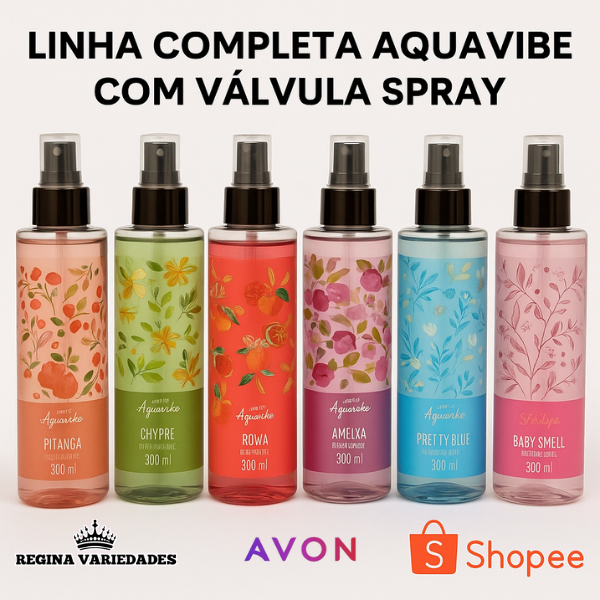 Body Splash Aquavibe com Válvula Spray Avon – 300ml Cada | Fragrâncias ...
