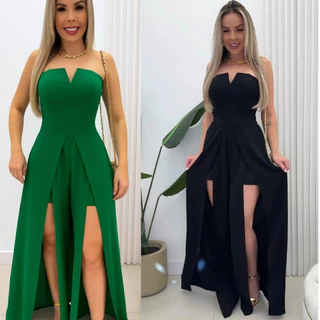 Macacão Elegante Feminina com Bojo e Fendas Premium