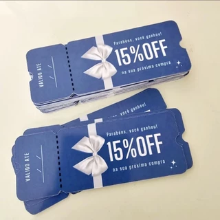 100 cupons de Desconto Para cliente, voucher 15% desconto loja
