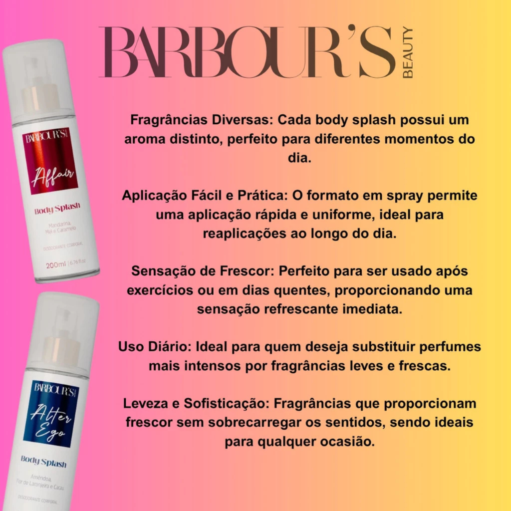 Body Splash Barbours Beauty Diversas Fragrâncias Spray 200ml Inspirados ...