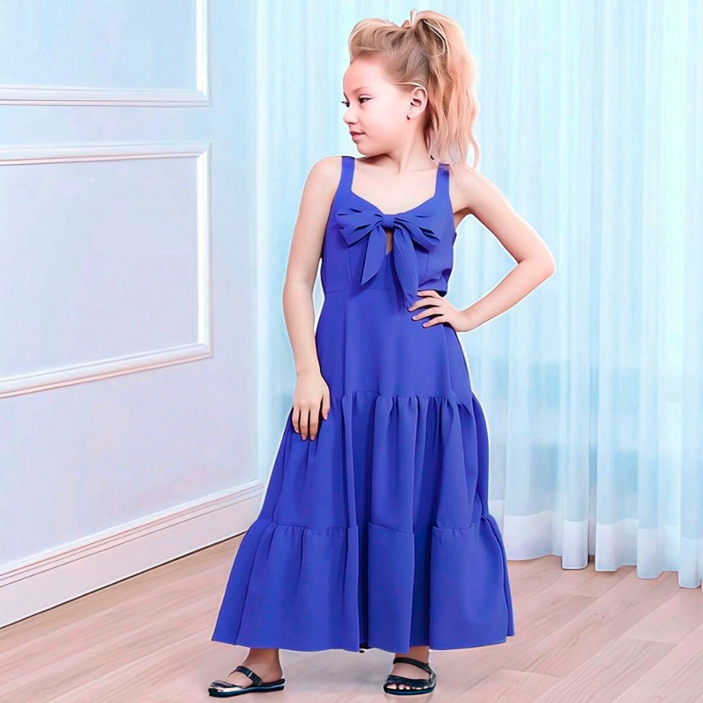 Vestido Longo Infantil Juvenil Com Alças Menina Festa Luxo