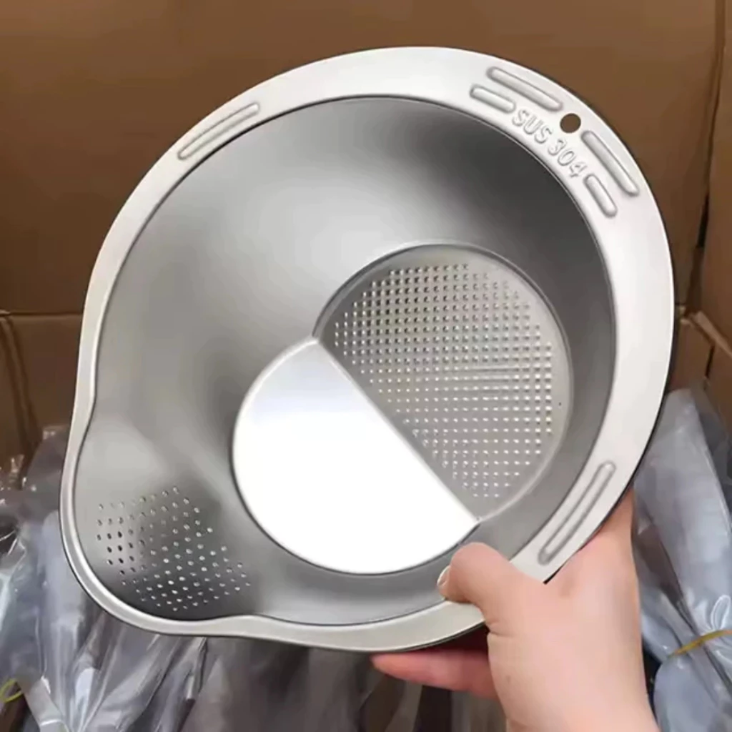 Escorredor de Arroz Inox em uso