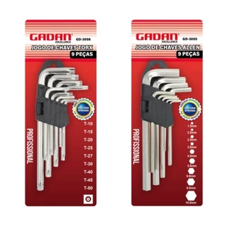 Kit Jogo de Chaves Allen e Torx Gadan – 9 Peças Cada – Profissional e Resistente