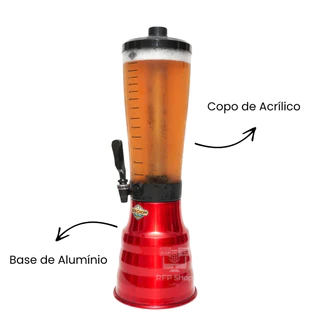 Torre De Chopp Beer 3,5l C/ 2 Tubo Gelante Copo Giratório Color