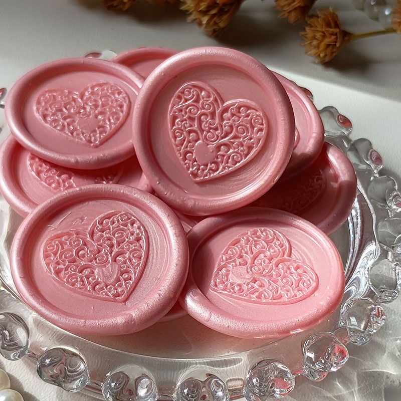Lacre de Cera Rosa Claro Casamento | Alecrim, Coração, Mini Folhas ...