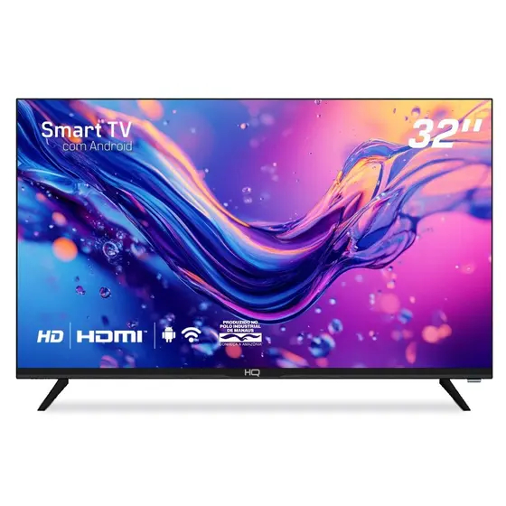 Smart tv hq 32" hd tela sem bordas androind 12 design slim hqs32nkhm Bivolt