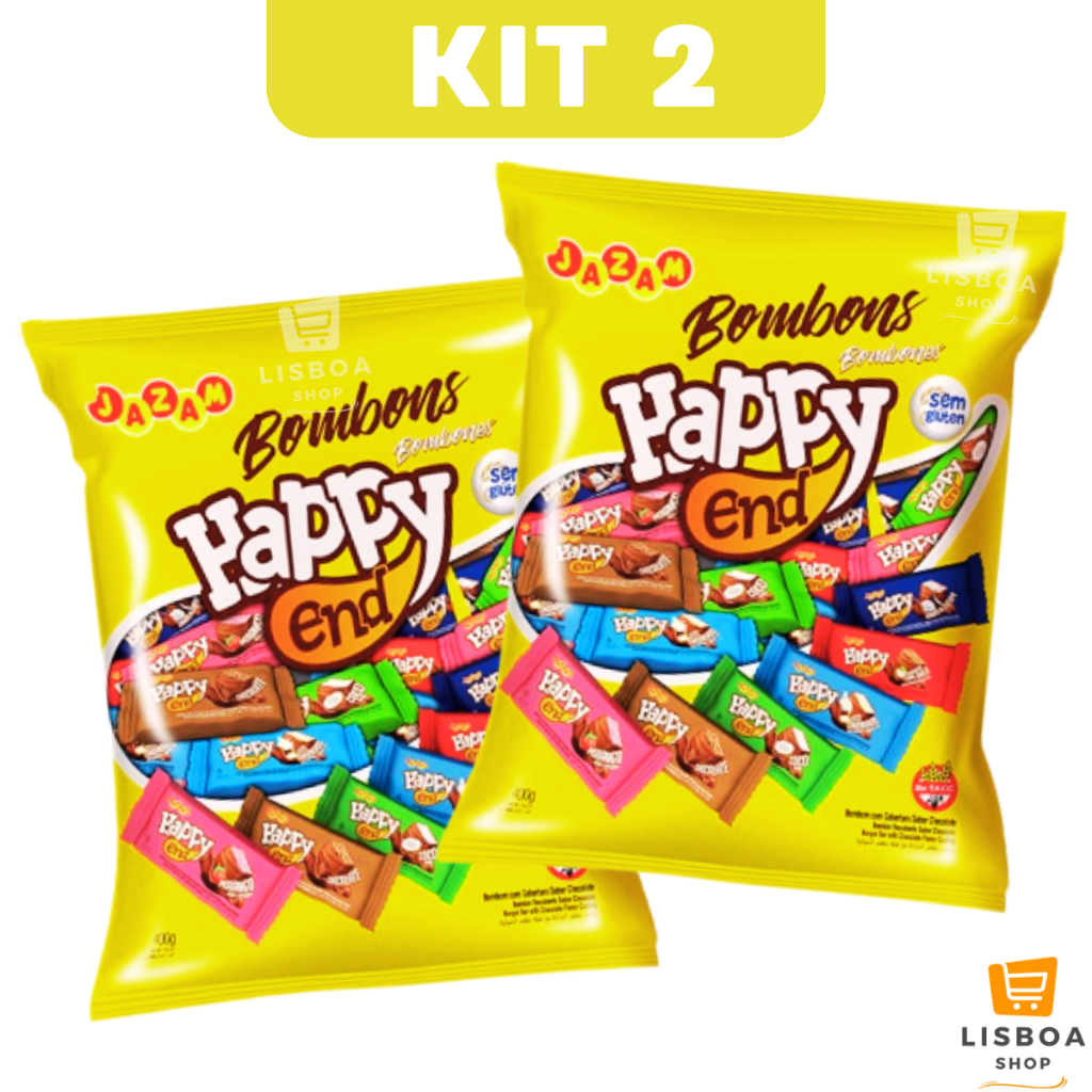 Bombom Happy Sortidos Jazam Kit 2 Pacotes 400g c/50un cada