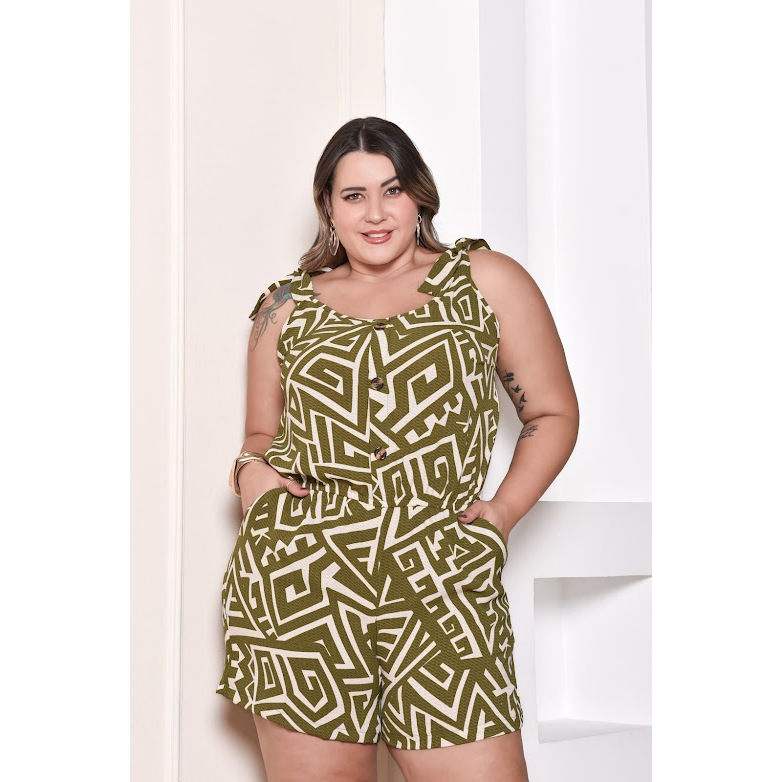 Macaquinho Plus Size Feminino Macaçao verao GG G1 G2 Shopee Brasil