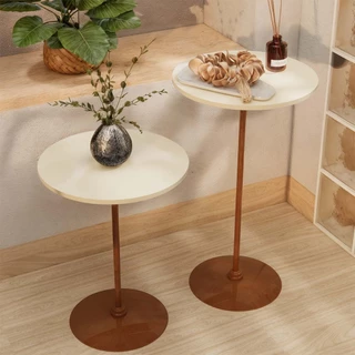Conjunto mesa lateral kit mesinhas cobre minimalista decoração moderna redonda quarto sala canto apoio centro gold