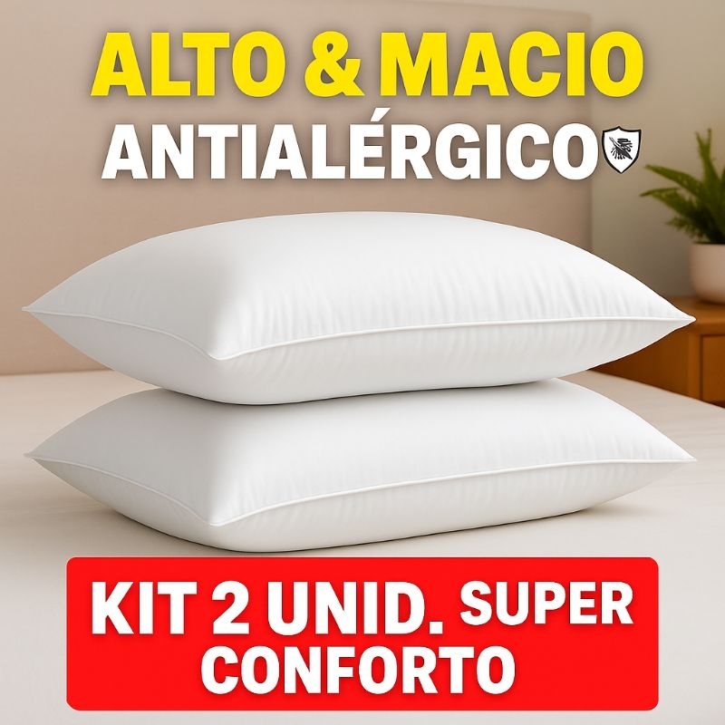 Kit 4 Travesseiros Premium de Alta Qualidade – Conforto Garantido ...
