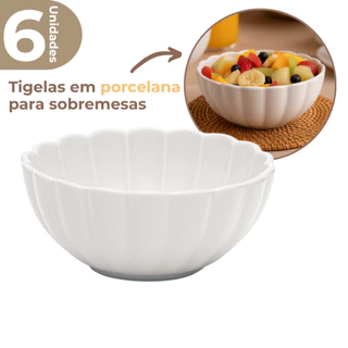 Jogo 6 Tigelas Para Sobremesa Bowl Petisco Flora Camelia Porcelana Oxford em Oferta na Shopee