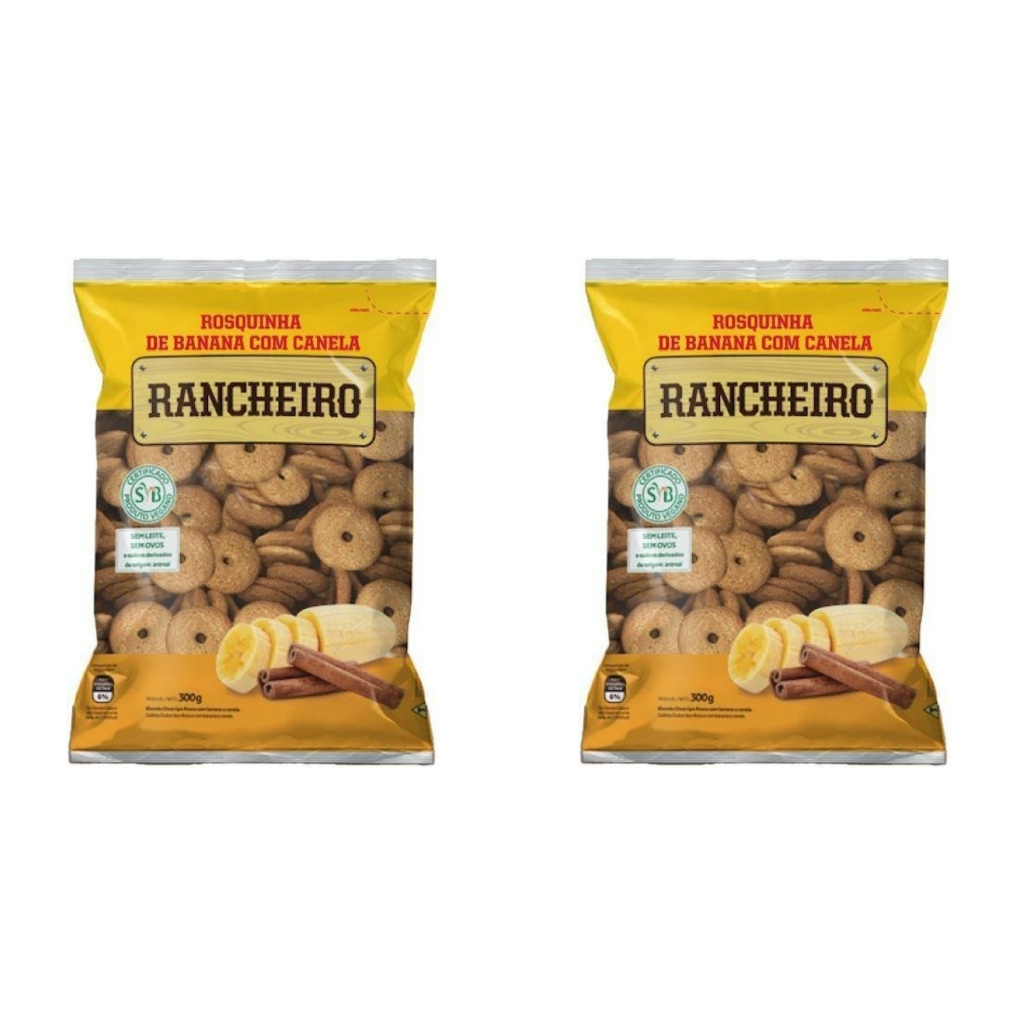 FRETE GRATIS KIT 2 bisccoito Rosquinha Banana com Canela Pacote 300g ...