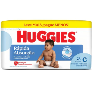 Fralda Descartável  Huggies Tripla Proteção Hiper - Tamanho G- Com 78 Unidades em Oferta na Shopee