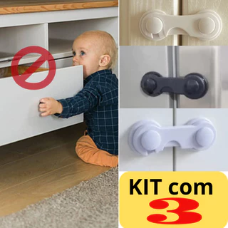 Kit com 3 Travas de Segurança para Porta Gaveta e Armário com Várias Cores em Oferta na Shopee