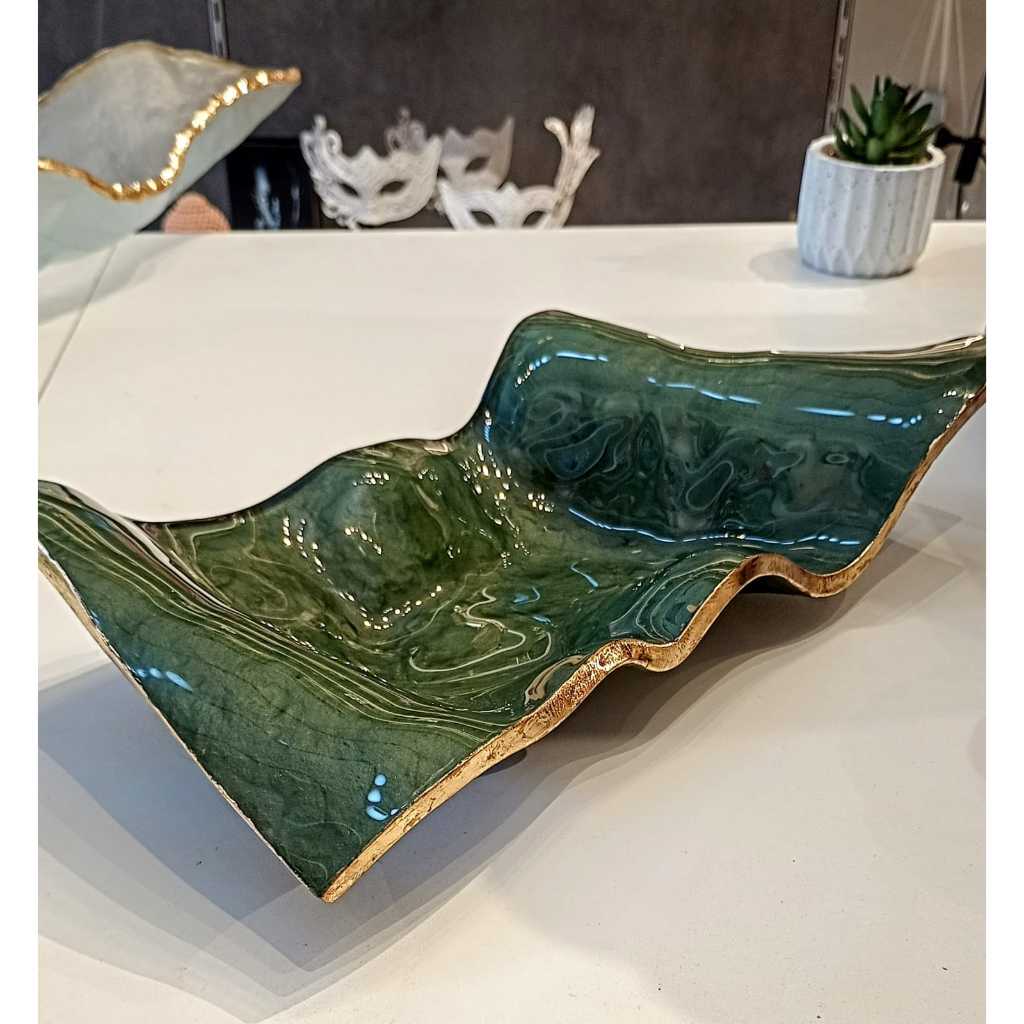 Centro de Mesa Decorativo - Murano refinado - Verde Premium Decoração Natal
