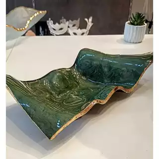 Centro de Mesa Decorativo - Murano refinado - Verde Premium Decoração Natal