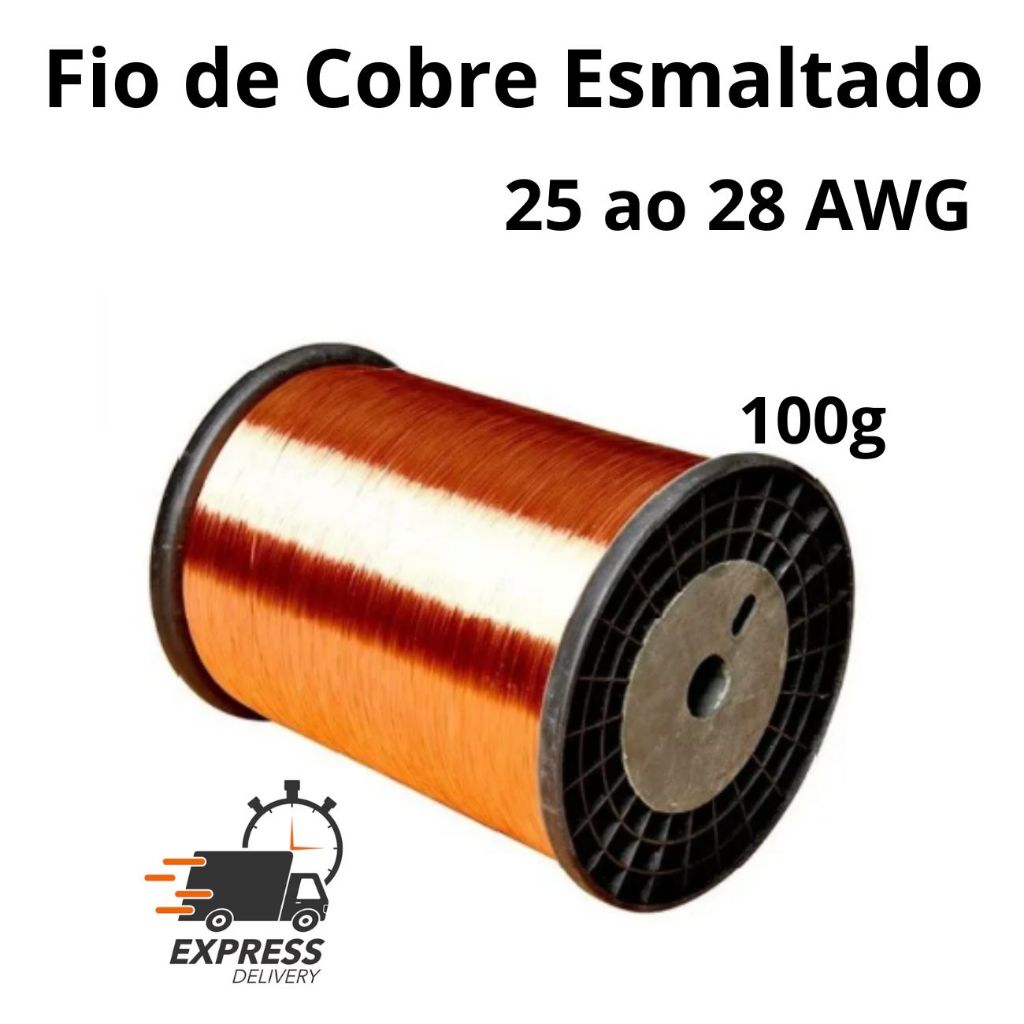 Fio de Cobre Esmaltado - 200°C 25 26 27 28 AWG | Shopee Brasil