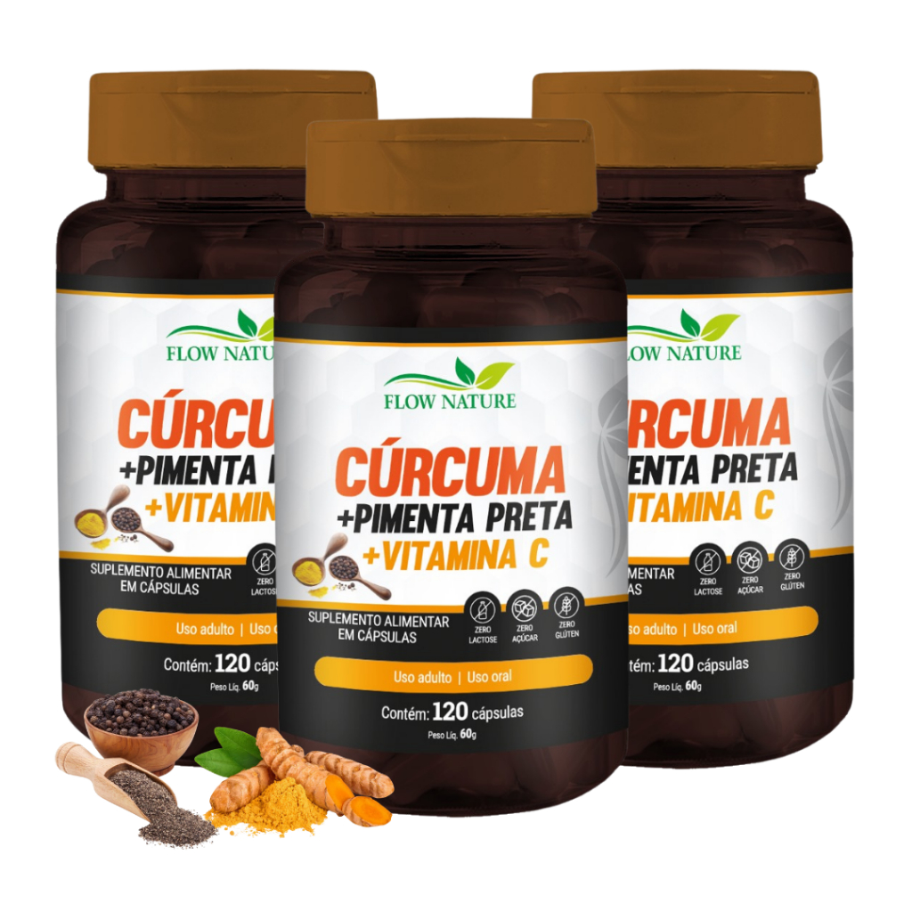 Cúrcuma Com Pimenta Preta e Vitamina C 120 Cápsulas de 500 mg - Kits ...