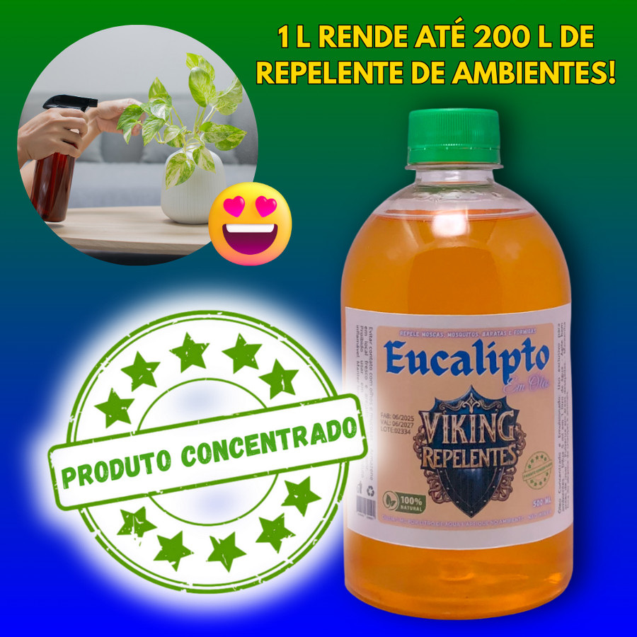 ÓLEO DE EUCALIPTO CONCENTRADO 3X500ML + SPRAY 120ML - REPELENTE NATURAL