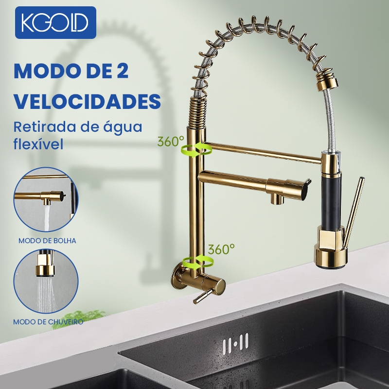 Torneira De Cozinha Gourmet Alça Única Com Extensor De Spray Tubo De ...