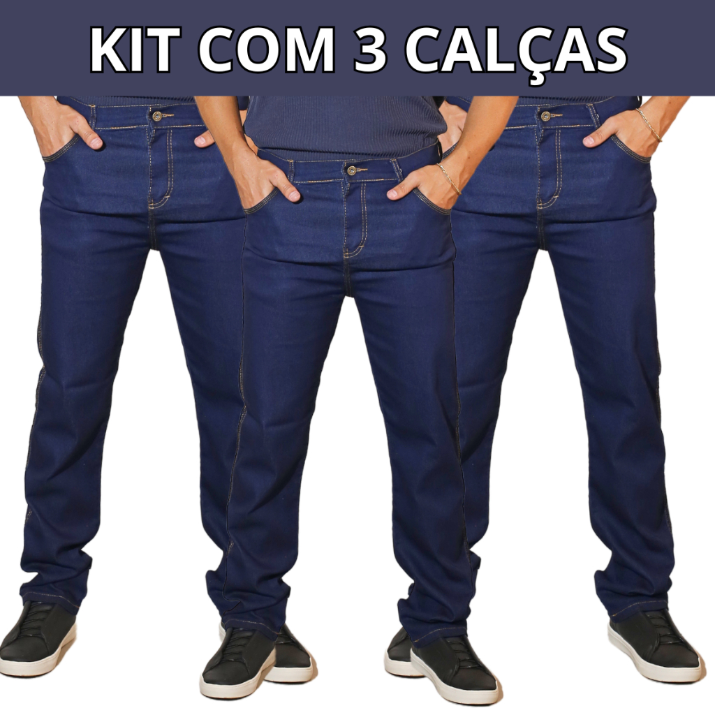 Kit Com Calças Jeans Masculina Original Elastano Lycra Laicra