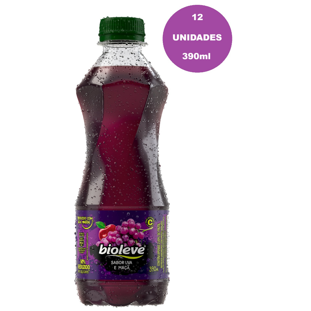 Suco Uva e Maça Bioleve 390 ml - 12 Unidades | Shopee Brasil