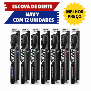 Kit Econômico com 12 Unidades de Escova de Dente Navy