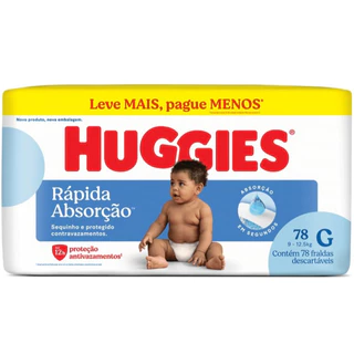 Fralda Descartável  Huggies Tripla Proteção Hiper - Tamanho G- Com 78 Unidades em Oferta na Shopee