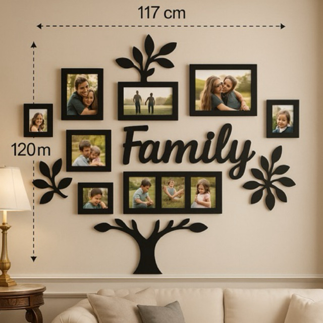 Mural de Fotos Família em MDF - Árvore Decorativa Grande 117x120cm ...