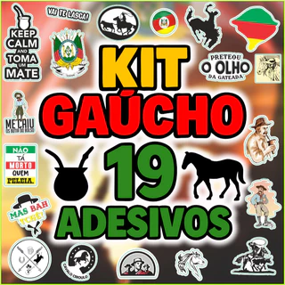 Kit 19 unidades + Adesivos Gaúcho Para Moto Carro Garrafa Chimarrão Termica Tradição - Prova D'agua-