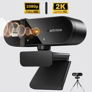 Webcam 1080p ou 2K Tripé Retrátil Usb Com o Microfone Autofoco Para Computador Notebook Live Gaming