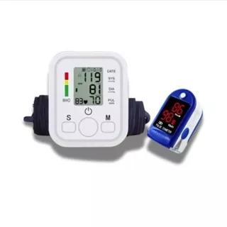 Kit Aparelho Medidor Pressão Arterial De Braço E Oximetro de Pulso Digital de Saturação Oxigênio em Oferta na Shopee