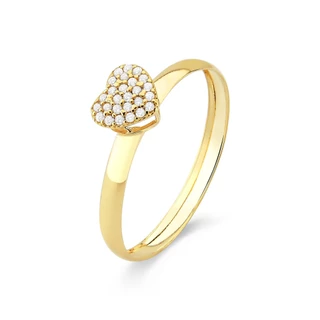 Anel de Ouro 18k Chuveirinho Coração com zircônias em Oferta na Shopee