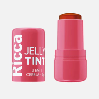 Jelly Tint Stick Ricca 3 em 1 Cor Cereja Batom Blush Sombra Make Natural e Vegana em Oferta na Shopee