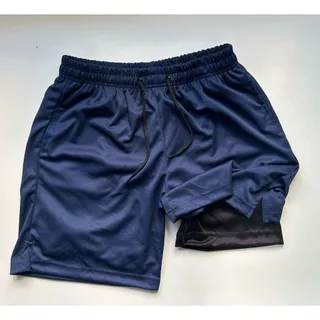 Bermuda De Compressão 2 Em 1 Dry Fit Com Elastano Lisa, Ideal Para Treinos, Academia, Tecido Leve