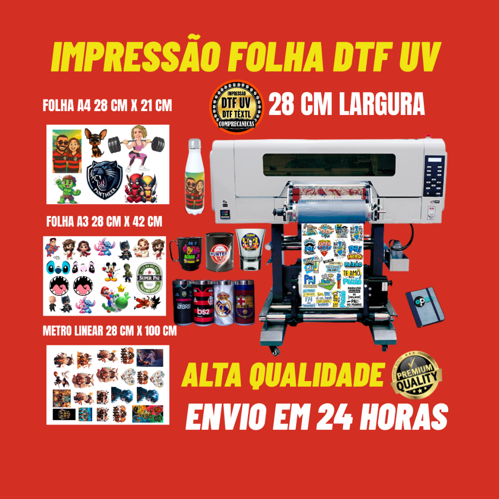 IMPRESSÃO DTF UV ENVIO IMEDIATO EM ATÉ 24 HORAS