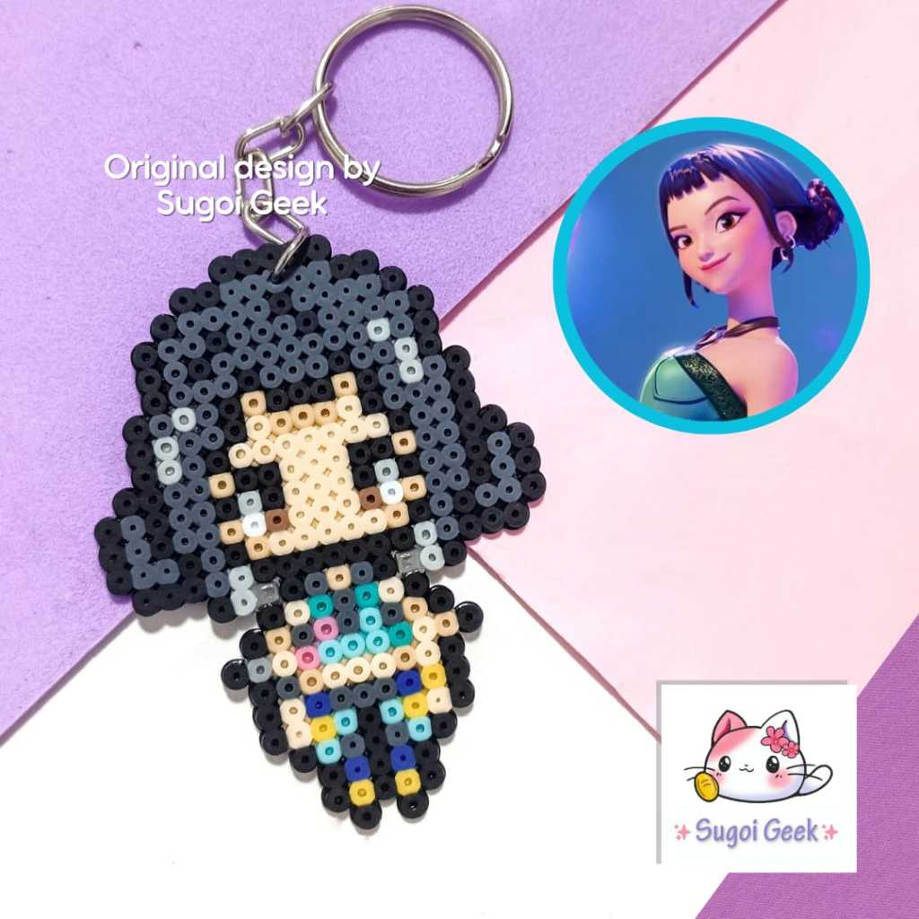 Chaveiro Kpop Demon Hunters Huntrix e Saja Boys Hama Beads Pixel Arte ...