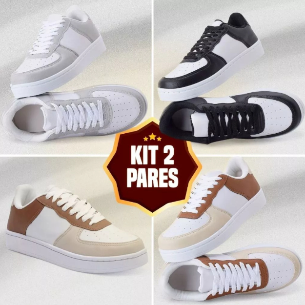 Foto de Kit 2 Pares Tênis Feminino Confortável Moda Casual Leve e Flexível 34 a 43 Promocao