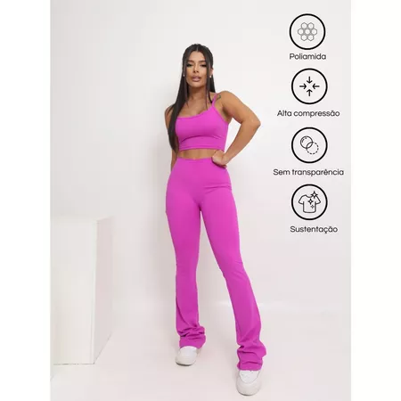 Conjunto Academia Calça Flare Light e Top Poliamida Fitness