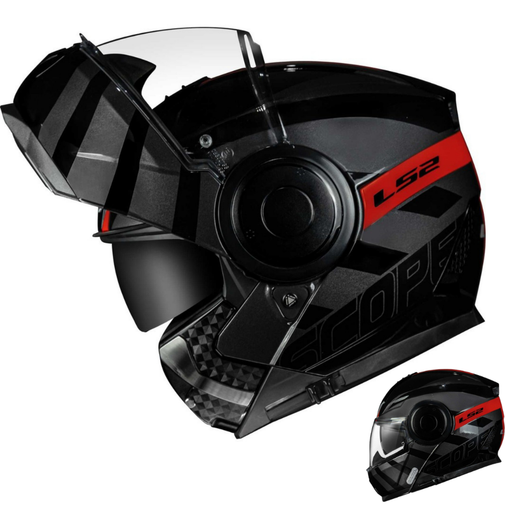 Capacete Moto Robocop Escamoteável LS2 FF902 Scope Articulado Hamr C ...