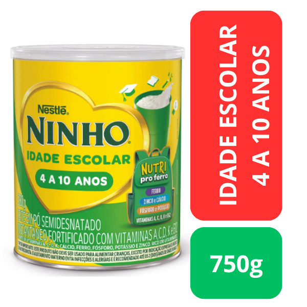 Nestlé Ninho Idade Escolar 4 a 10 Anos Lata 750g | Shopee Brasil