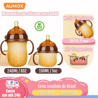 Mamadeira de silicone nano 150/240ml, ideal para desmame de bebês de 0 a 3 anos, com alça em Oferta na Shopee