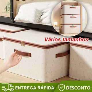 Caixa de armazenamento de roupas de algodão  tecido cesta dobrável quarto de roupas grande em Oferta na Shopee
