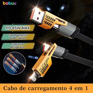 Cabo de carregamento 4 em 1 carregamento rápido Cabo de dados de rápido de metal para Android iPhone