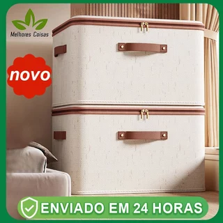 Caixa de armazenamento de algodão de roupas grande cremalheira  tecido cesta dobrável quarto em Oferta na Shopee
