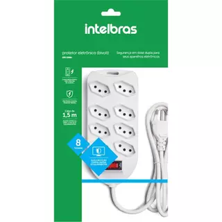 Protetor Eletrônico filtro de linha Intelbras 8T EPE 1008+ branco 127/220v