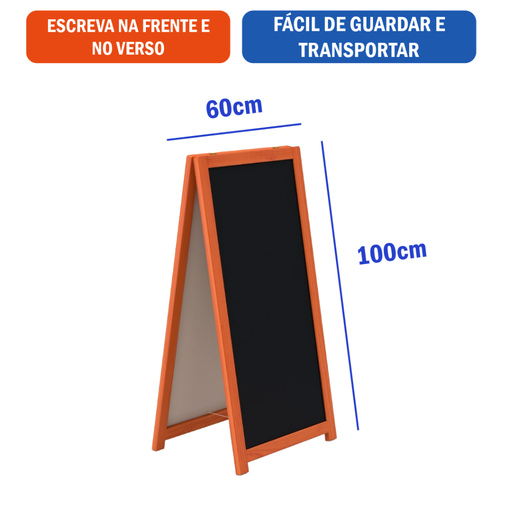 Cavalete de Calçada Duplo Madeira Pinus Mogno 100x60cm Souza