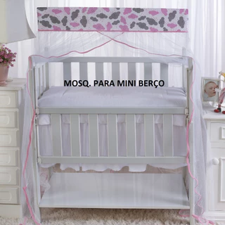 MOSQUITEIRO - CORTINADO PARA *******  MINI BERÇO ********* NUVEM NOVO ROSA COM TULE BRANCO em Oferta na Shopee