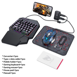 Kit 5 IN 1 Mobilador Gamer Completo Teclado One Hand E Mouse + Kit Celular + Mouse em Oferta na Shopee